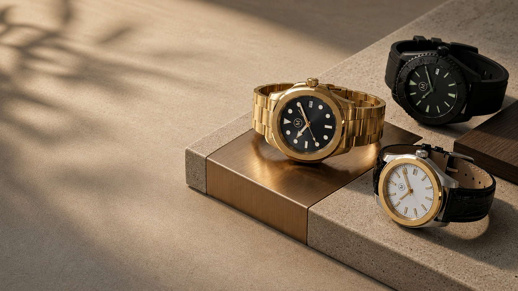 Collection de montres automatiques françaises Morin & Co, boîtiers doré, noir et bicolore